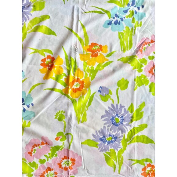 Vintage MARTEX Presslin 303 Floral Print Cotton Poly Muslin Full Flat Sheet Set - Picture 5 of 14